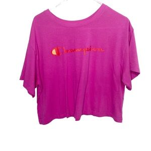 Champion logo T-shirt magenta pink XL